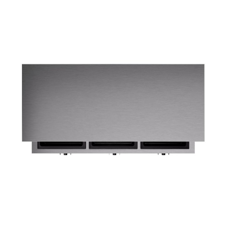 46-inch 120-volt three-well 2-Series deluxe hot-food station with black solid base and cafeteria-style breath guard
