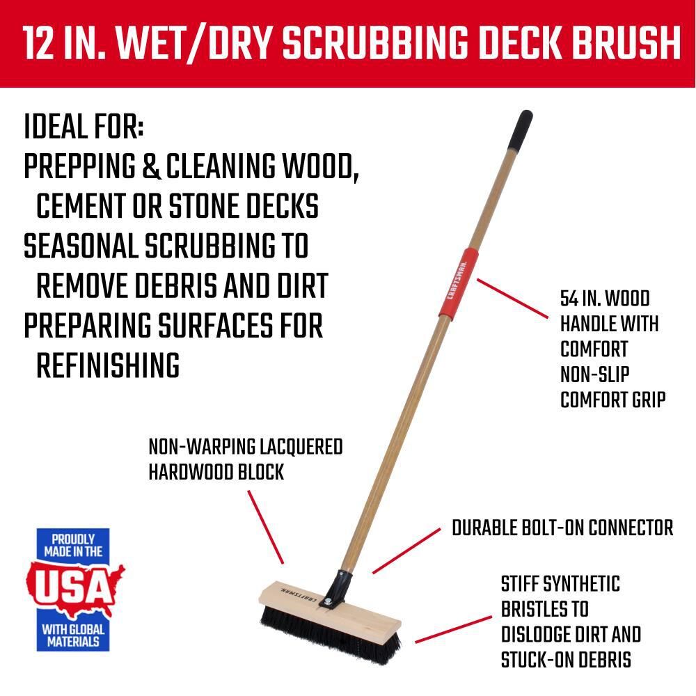 View of CRAFTSMAN 12-in Scrubbing Deck Brush highlighting product features