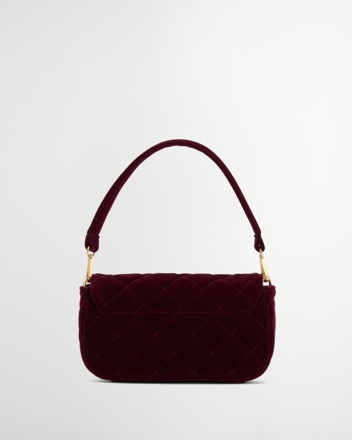 Mini borsa a tracolla trapuntata Soho Velvet Burgundy