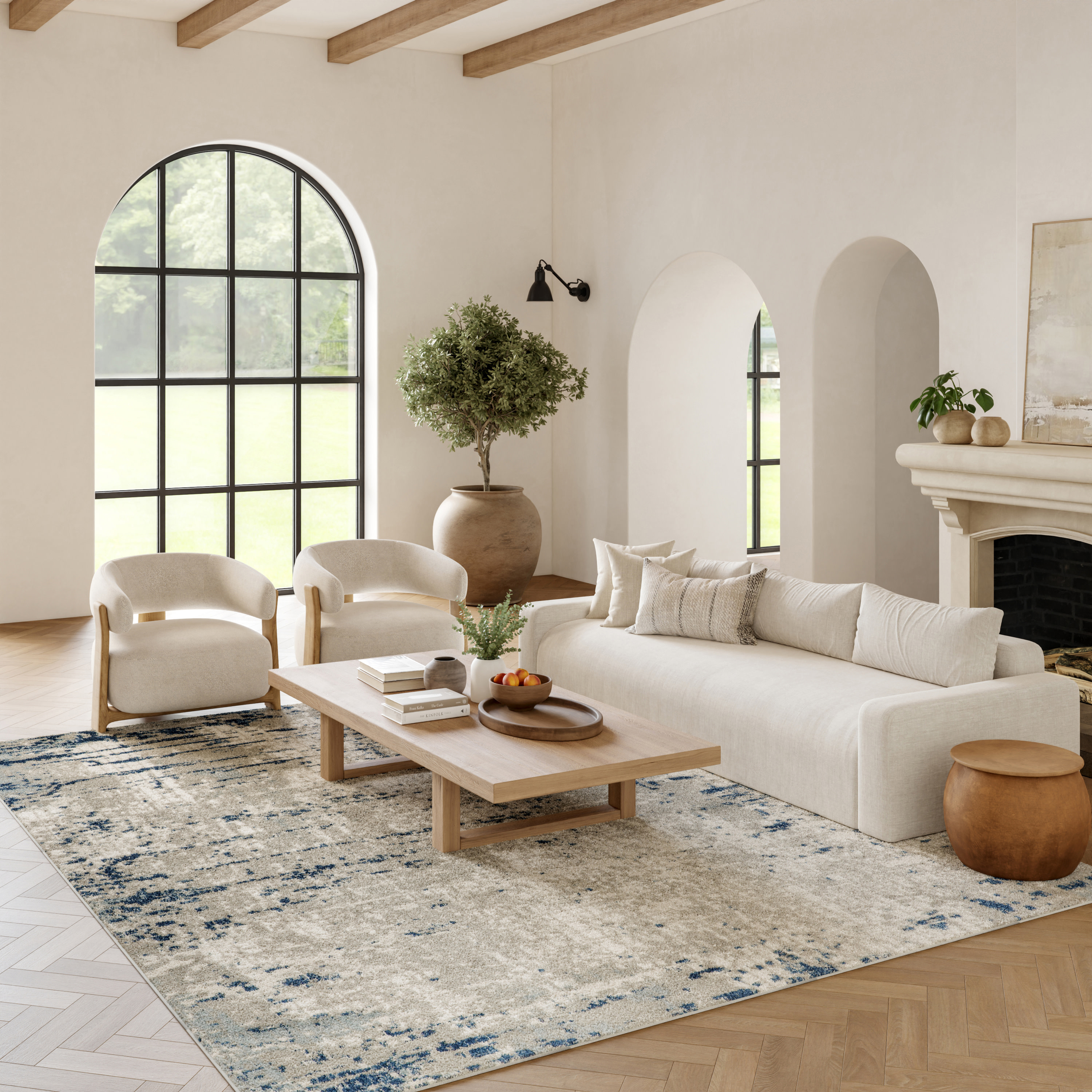 Nourison Quarry 7'10" x 9'10" Ivory Grey Blue Modern Indoor Rug