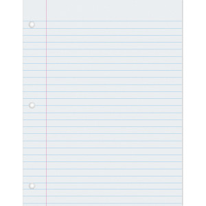 Composition Paper, White, 3-Hole Punched, Red Margin, 3/8" Ruled, 8-1/2" x 11", 500 Sheets
