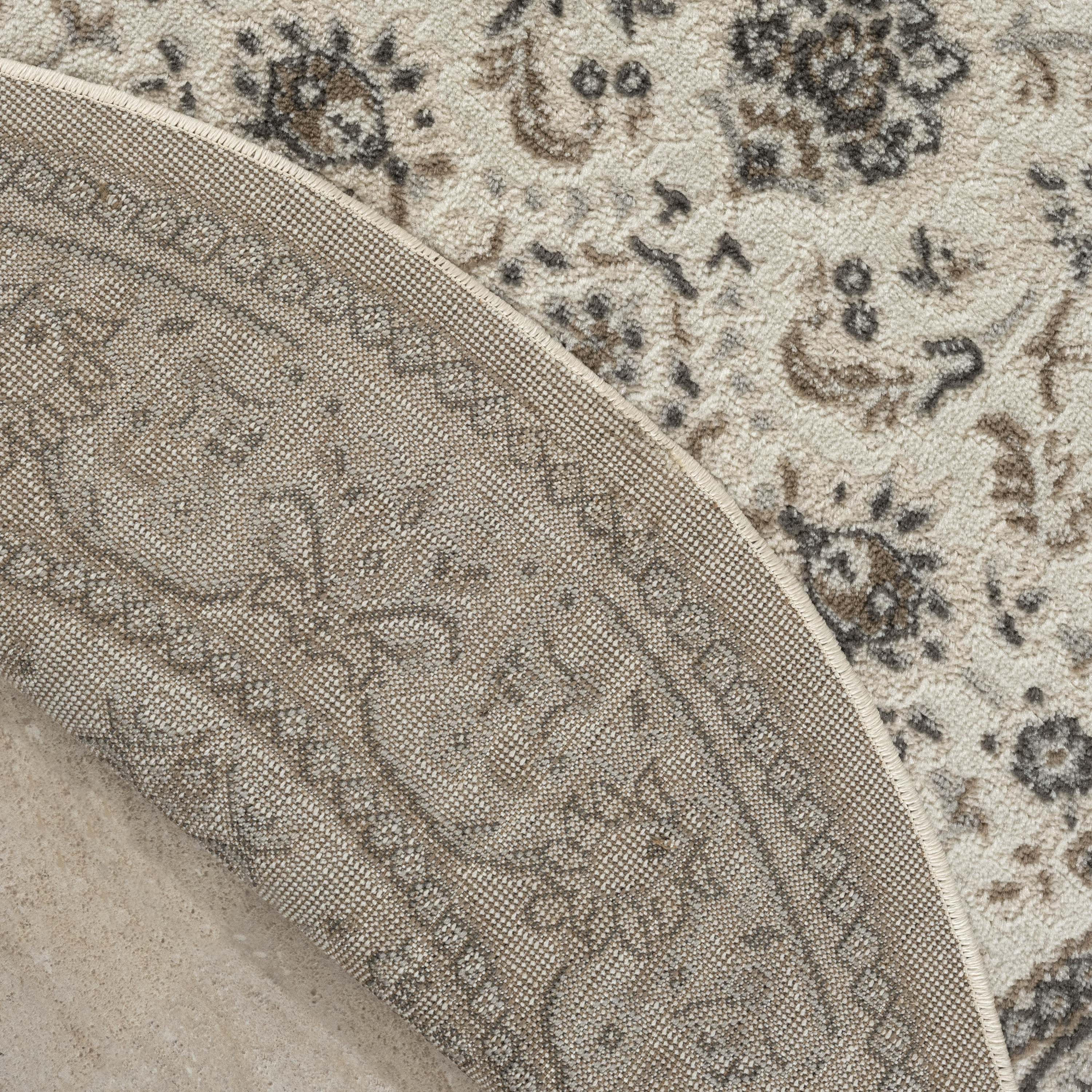 Nourison Serenity Home 8' x Round Ivory Mocha Vintage Indoor Rug