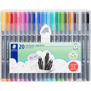 Triplus® Fineliner Pens, Superfine 0.3 mm, Assorted Colors, Set of 20