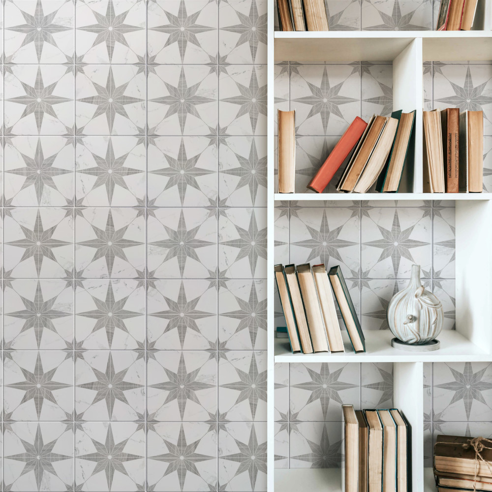 Llama Stella Loire Silver Smoke 9-3/4 in. x 9-3/4 in. Porcelain Floor and Wall Tile
