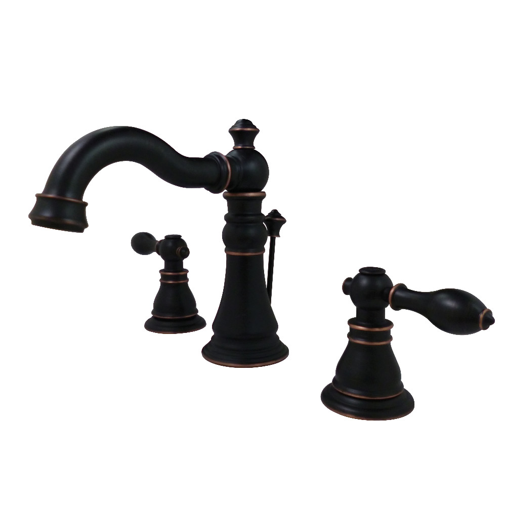 Two-Handle 3-Hole Deck Mount Widespread Bathroom Faucet with Brass Pop-Up, Naples Bronze with 7 Finish Options