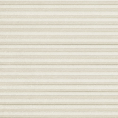Cream pleated (cellular) blind, fully lowered with narrow horizontal folds; closed and filtering soft daylight; fills the frame, presenting a neutral, evenly lit surface with no visible room context.