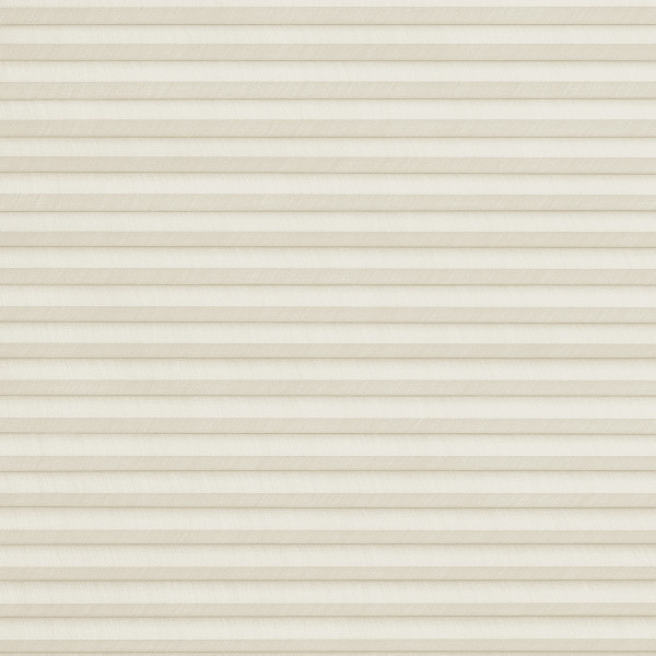 Cream pleated (cellular) blind, fully lowered with narrow horizontal folds; closed and filtering soft daylight; fills the frame, presenting a neutral, evenly lit surface with no visible room context.