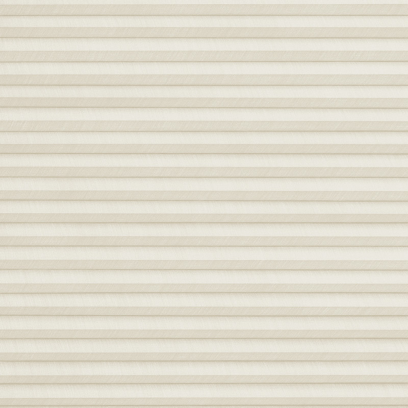 Cream pleated (cellular) blind, fully lowered with narrow horizontal folds; closed and filtering soft daylight; fills the frame, presenting a neutral, evenly lit surface with no visible room context.