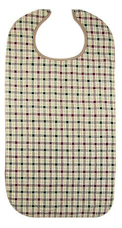 Beck's Classic Quilted Adult Bib, Autumn Beige Plaid, 18 x 34 Inch