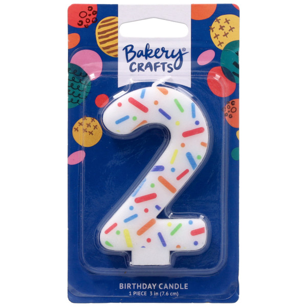 2 Rainbow Sprinkle Numeral Candles