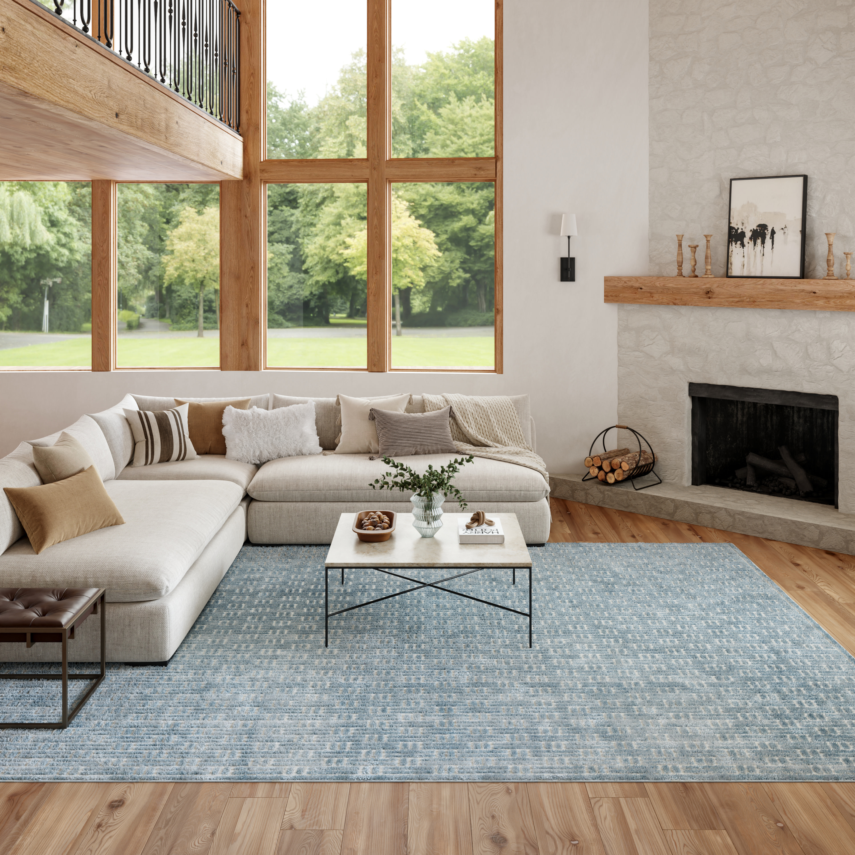 Nourison Washable Charm 8' x 10' Blue Ivory Modern Indoor Rug