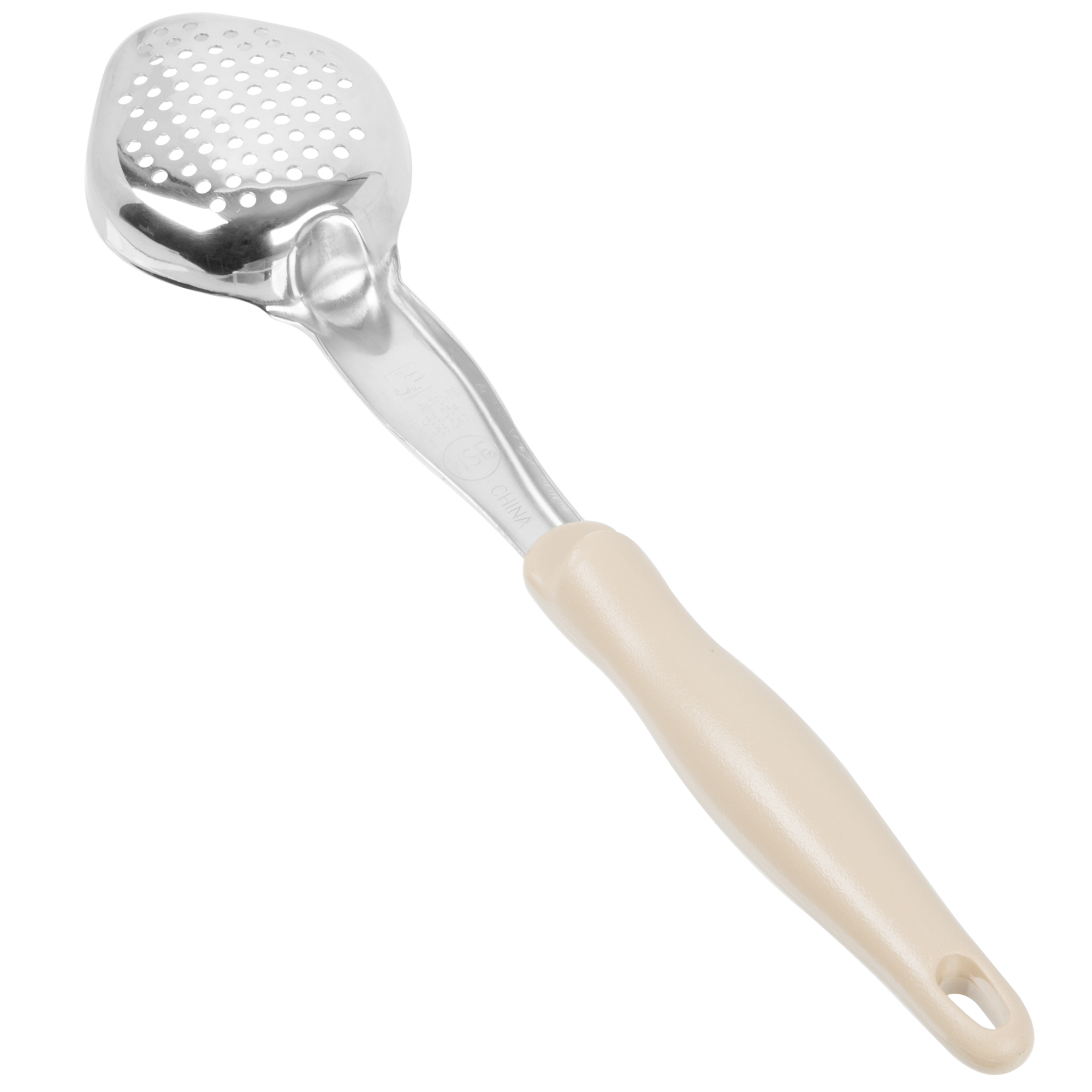 3ounce onepiece heavyduty perforated oval Spoodle® utensil with ivory nylon handle