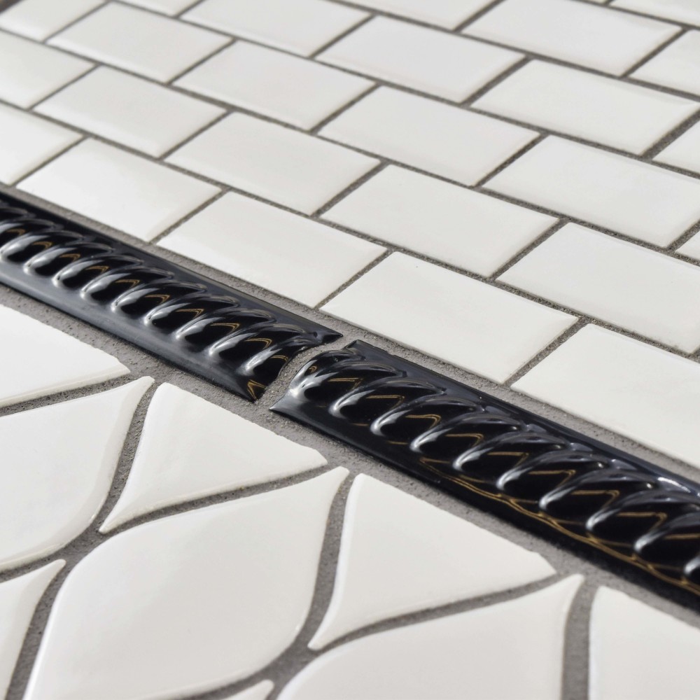 Trenza Moldura Nero 1x7.88 Rectangle Ceramic Wall Only Digital Pattern