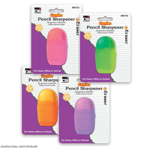 Combo Pencil Sharpener + Eraser (Assorted Color)