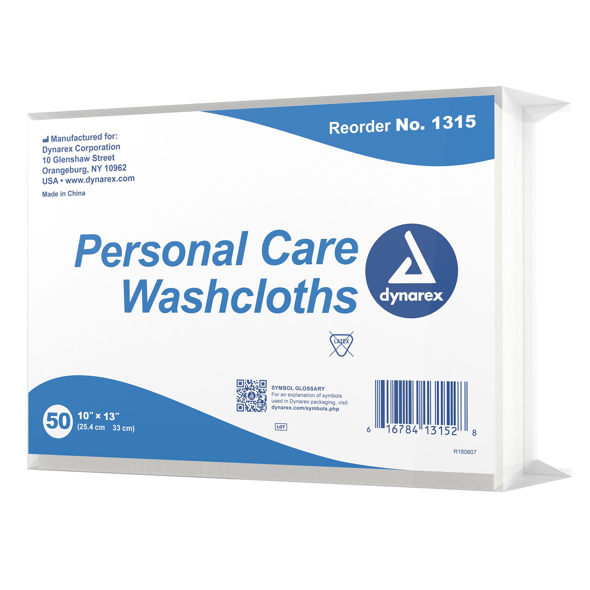 dynarex® Personal Care Washcloth, Disposable, 10 x 13 Inch