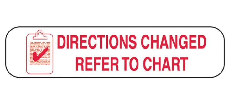 Barkley® "Directions Changed Refer To Chart" Pharmacy Label, 1.6 x 0.4 Inch