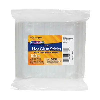 Creativity Street  Hot Glue Sticks Classroom Pack, Clear,  4" x 0.27", 100 Pieces
