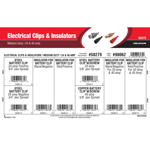 Medium Duty Electrical Clips & Insulators Assortment (20, 24 & 40 Amp)