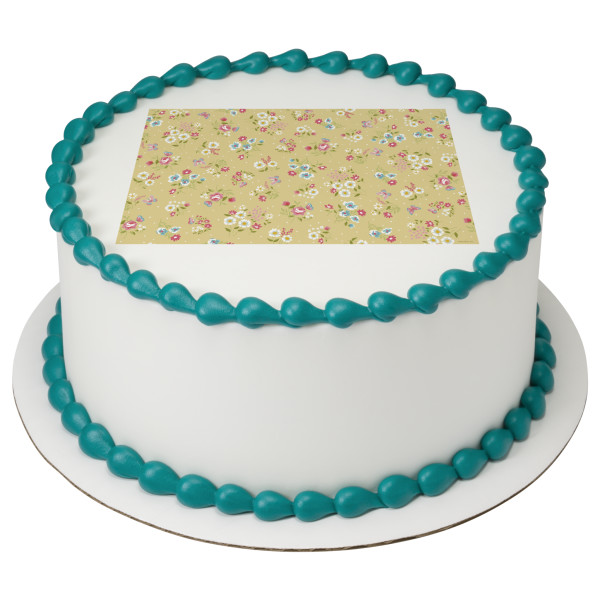 Yellow Ditsy Print PhotoCake® Edible Image®