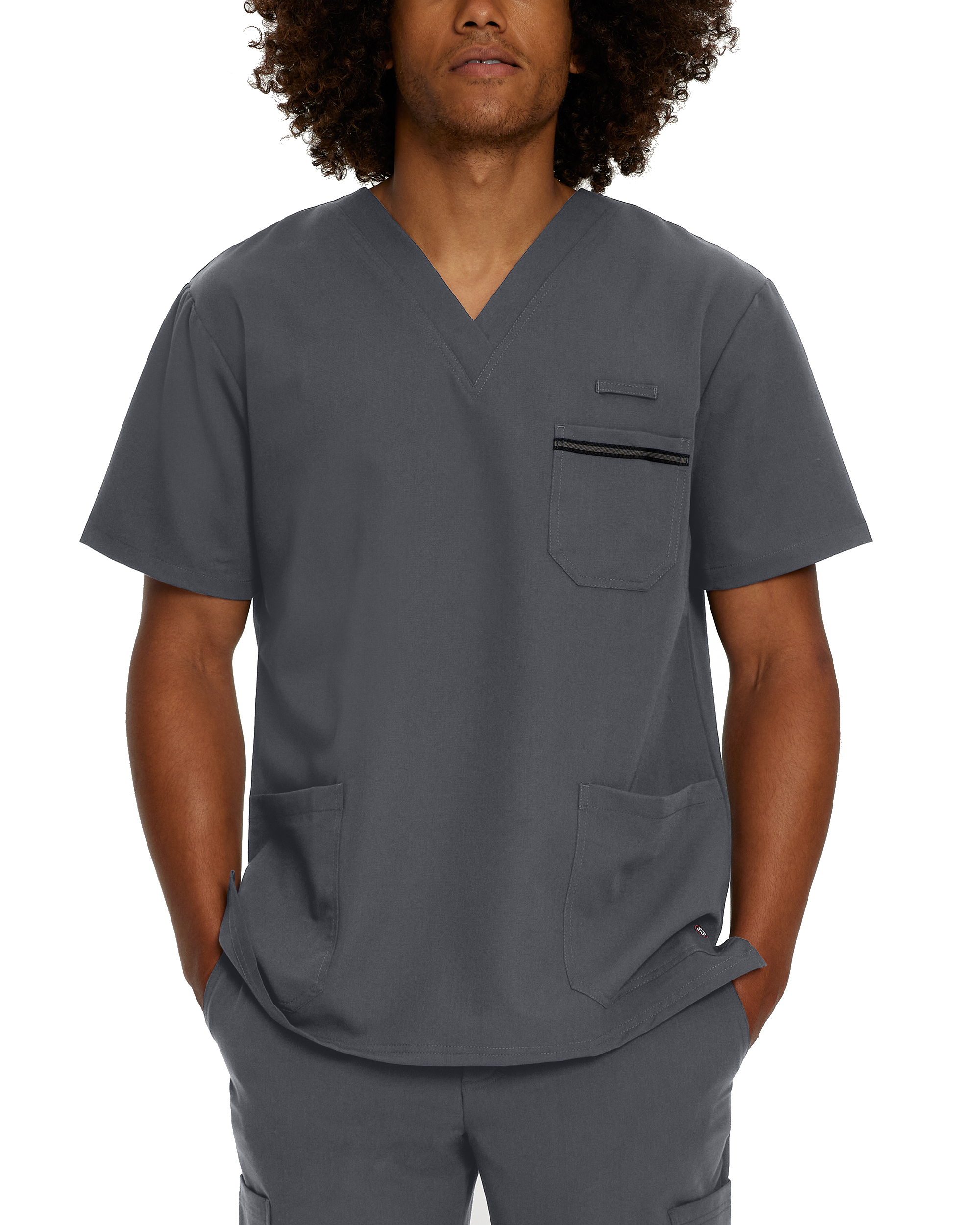 White Cross V-Tess Men‘s 3-Pocket V-Neck Scrub Top-White Cross