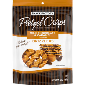Snack Factory Pretzel Crisps, Drizzlers, Milk Chocolate & Caramel Drizzled Pretzels, 5.5 Oz