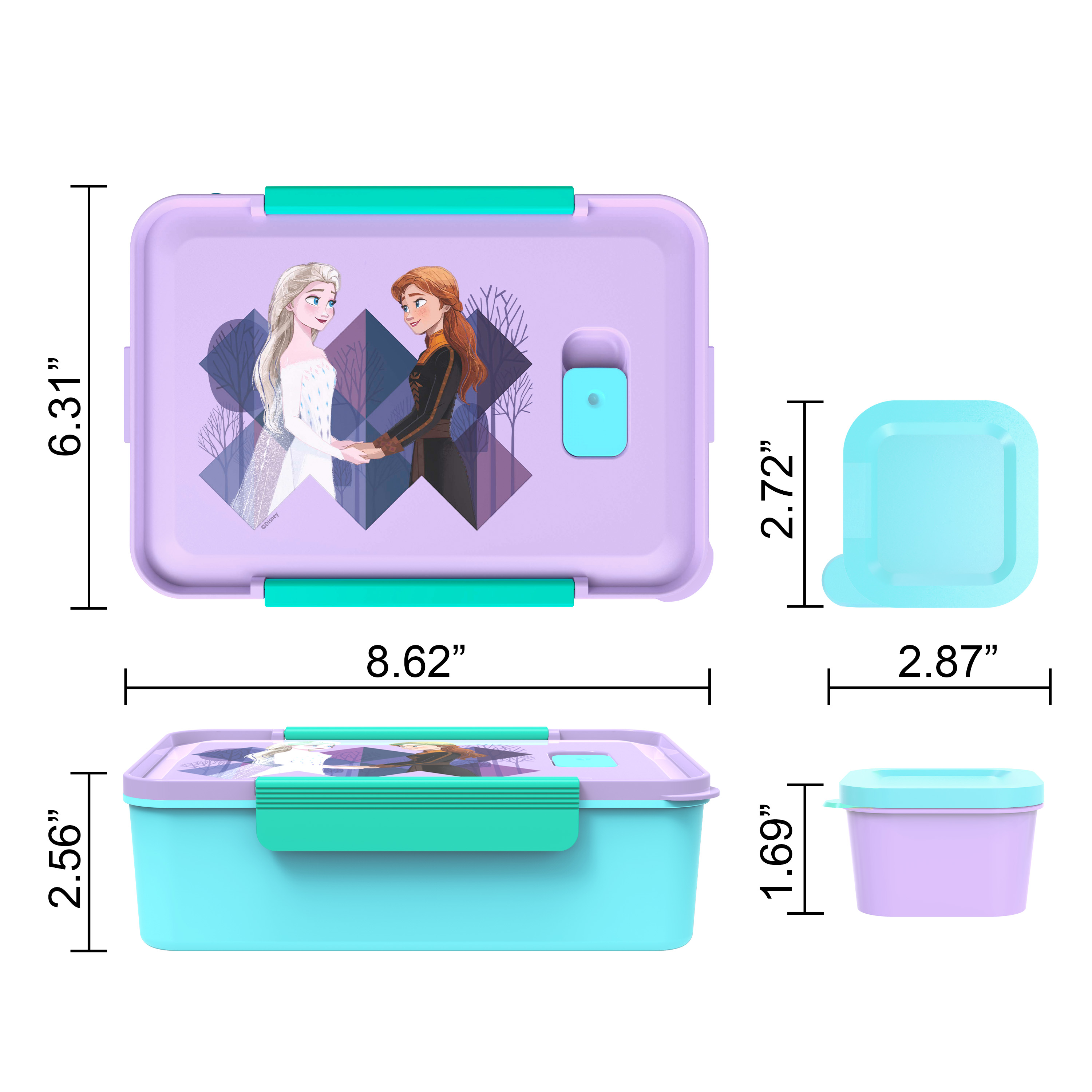 Disney Frozen 2 Movie Reusable Divided Bento Box, Elsa and Anna, 3-piece set slideshow image 7