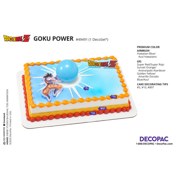 Dragon Ball Z Goku Power Cake Decorating Instruction Card