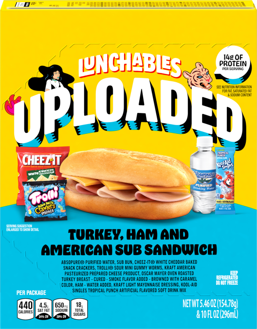 Lunchables Uploaded Sub Meal Kit, White Cheddar Cheez-It, Trolli Gummies, & Kool-Aid Tropical Punch, 15.46 oz Box