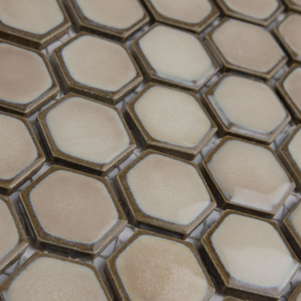 Sample – Hudson 1″ Hex Truffle Porcelain Mosaic Tile