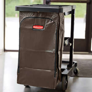 Rubbermaid Commercial, 30 Gal Canvas Bag for High Capacity Janitorial Cleaning Carts, Vinyl Lining, Brown