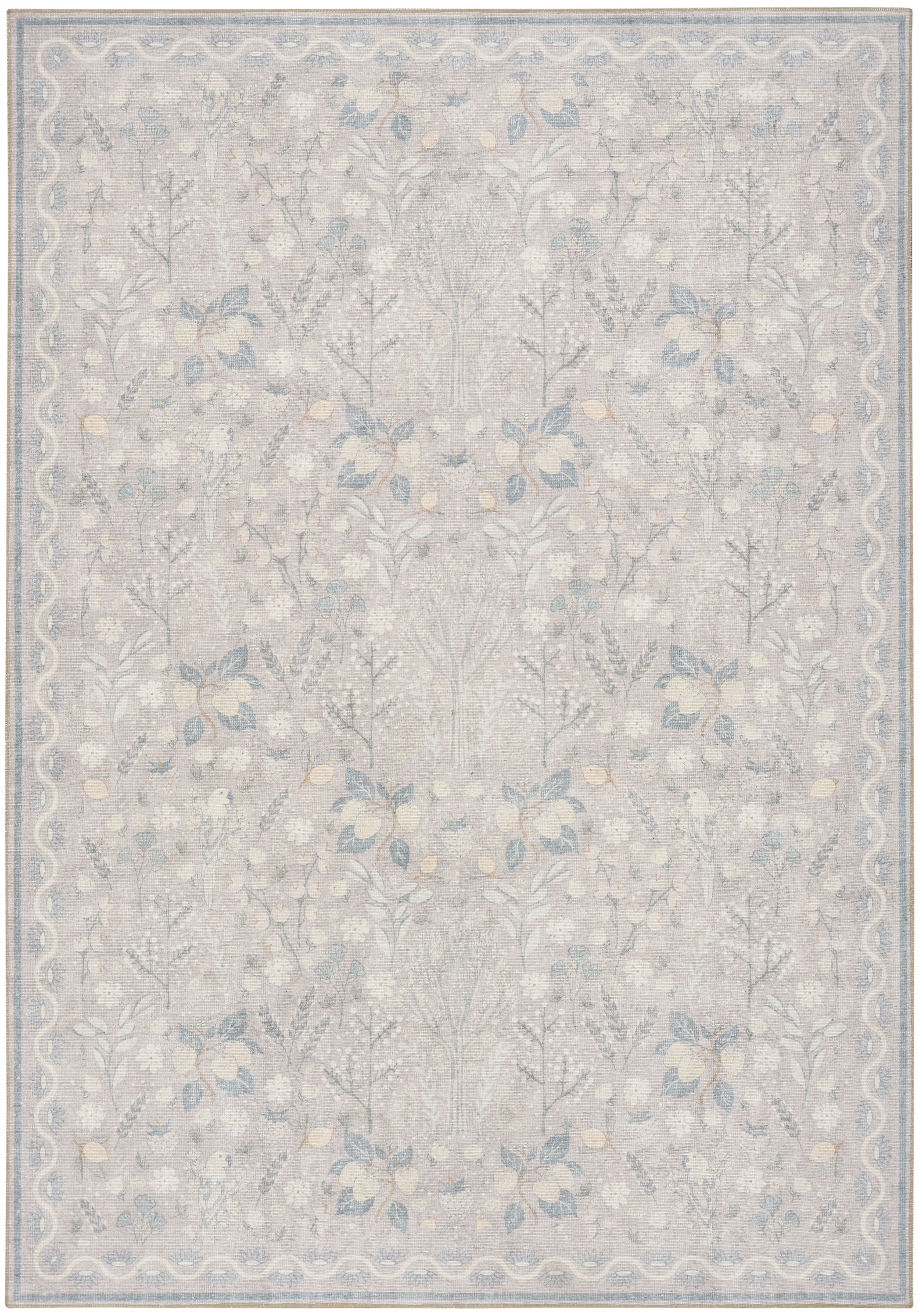 Nourison Botanical Washables 4' x 6' Grey Multicolor Modern Indoor Rug