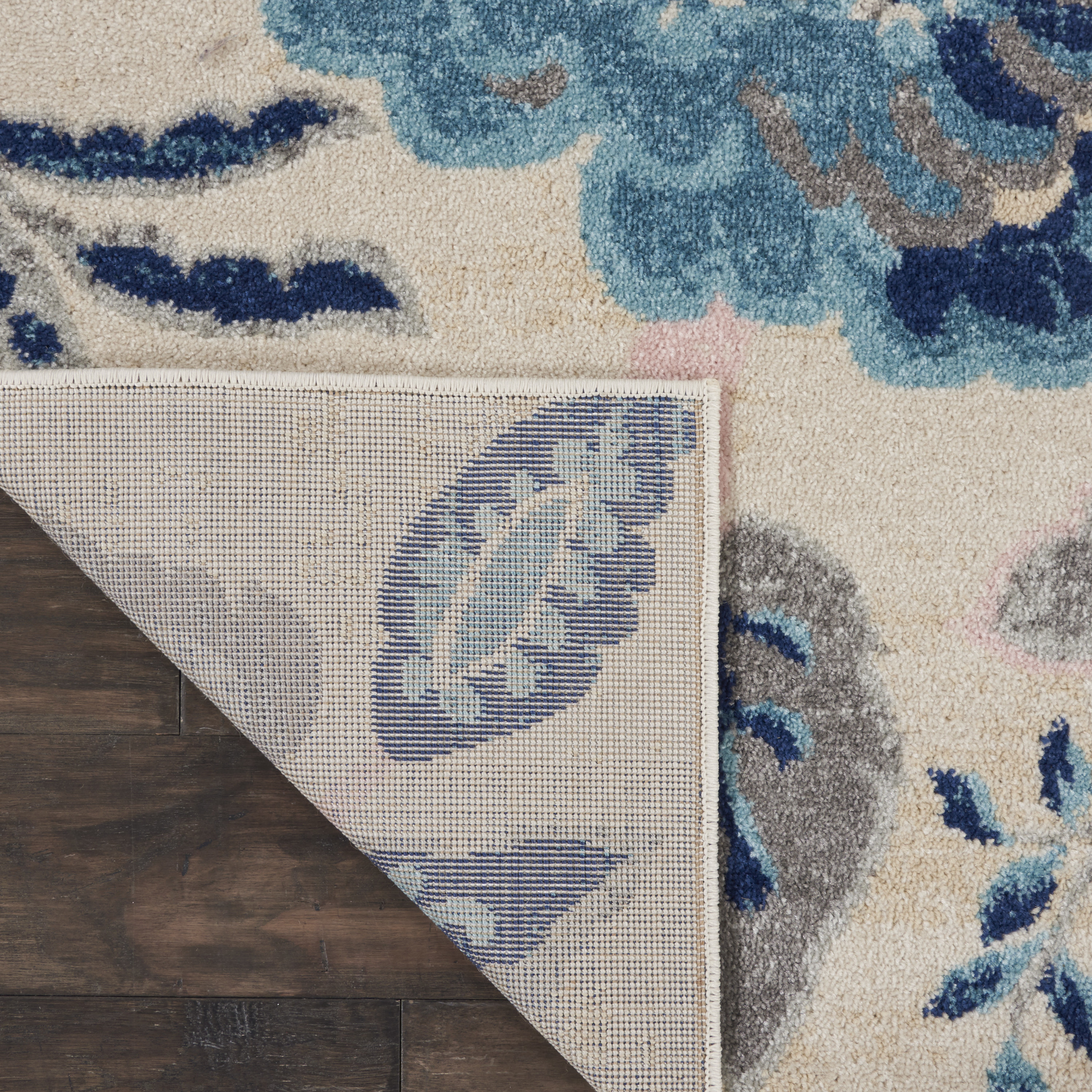 Nourison Tranquil 8'10" x 11'10" Ivory/Light Blue Farmhouse Indoor Rug