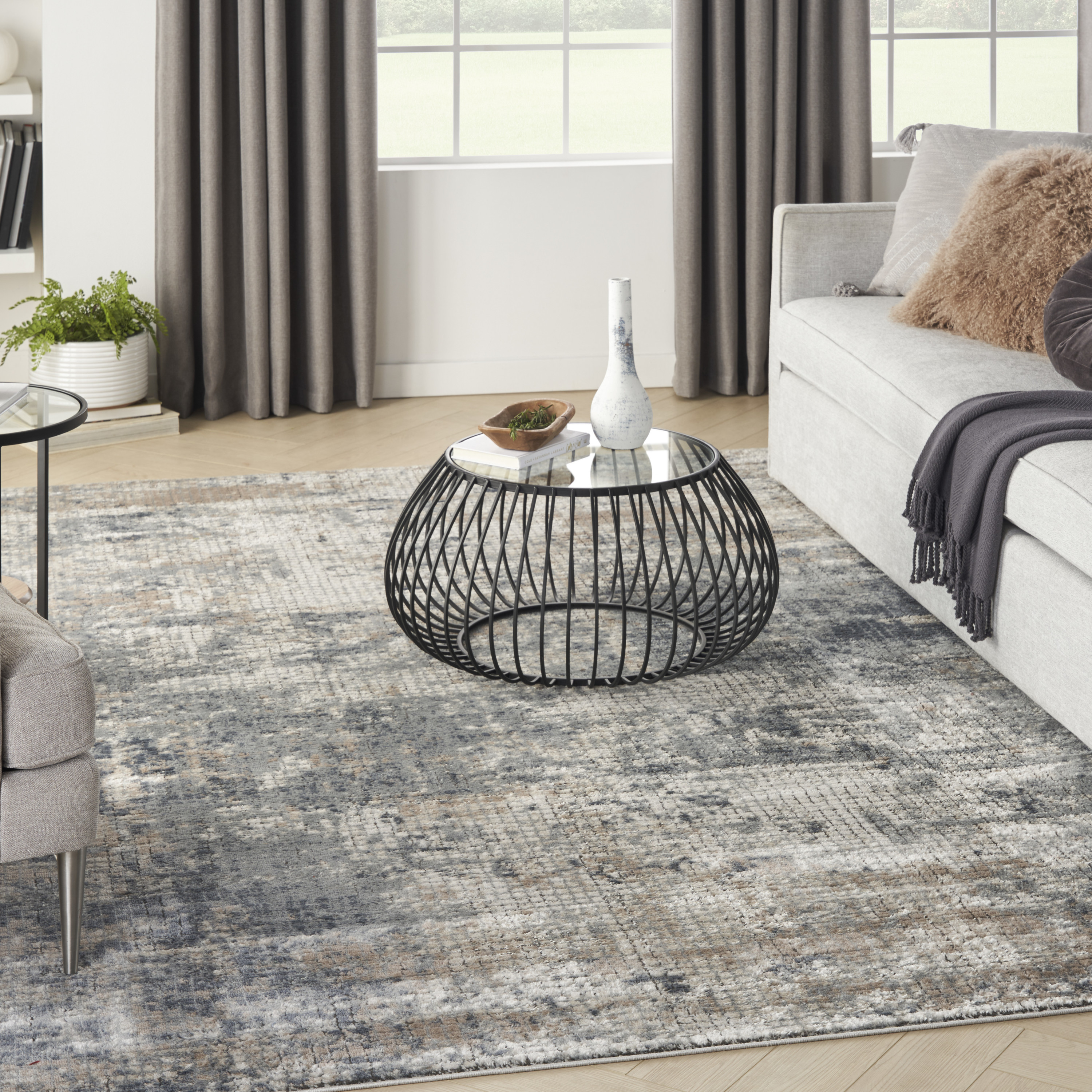 Nourison Quarry 6'7" x 9'6" Blue Beige Modern Indoor Rug