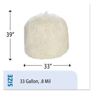 NSN8105015171353, AbilityOne®, SKILCRAFT LLDPE ProPerformance Liner, 33 gal Capacity, 33 in Wide, 39 in High, 0.8 Mils Thick, Clear