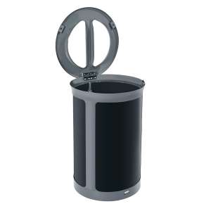 Rubbermaid Commercial, Enhance Dual Stream, 23 gal, Metal, Gray/Black, Round, Receptacle