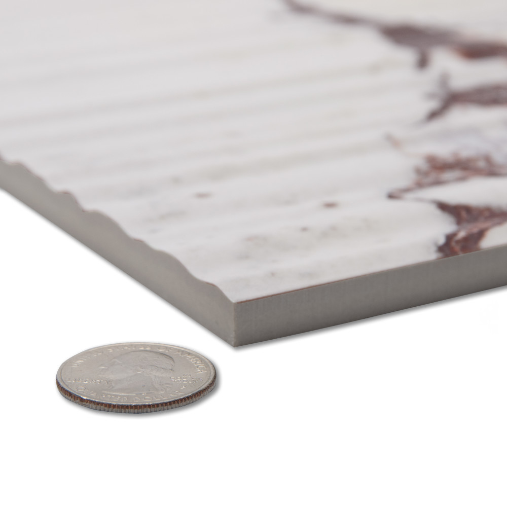 Touche Pleated Deco Rubis 11-3/4 in. x 23-1/2 in. Porcelain Floor and Wall Tile