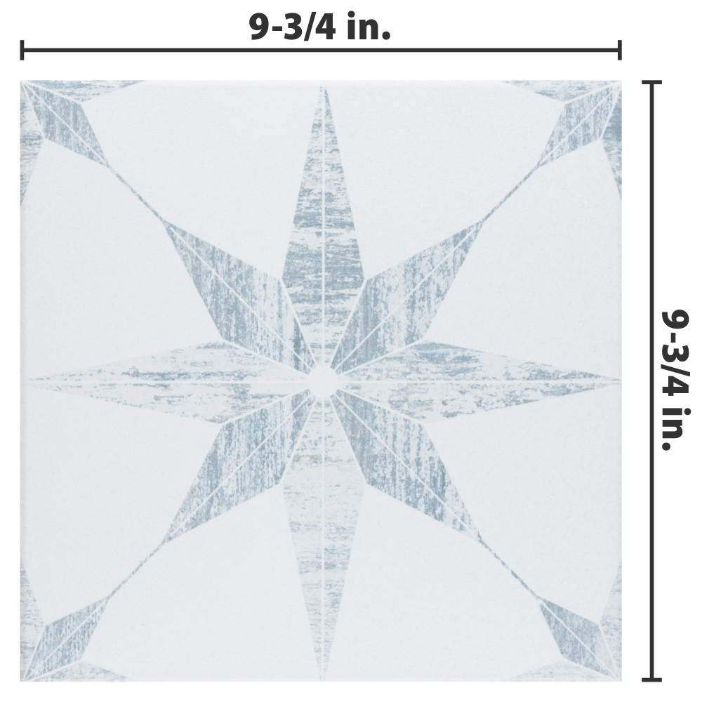 Cassis Stella White 9-3/4 in. x 9-3/4 in. Porcelain Floor and Wall Tile