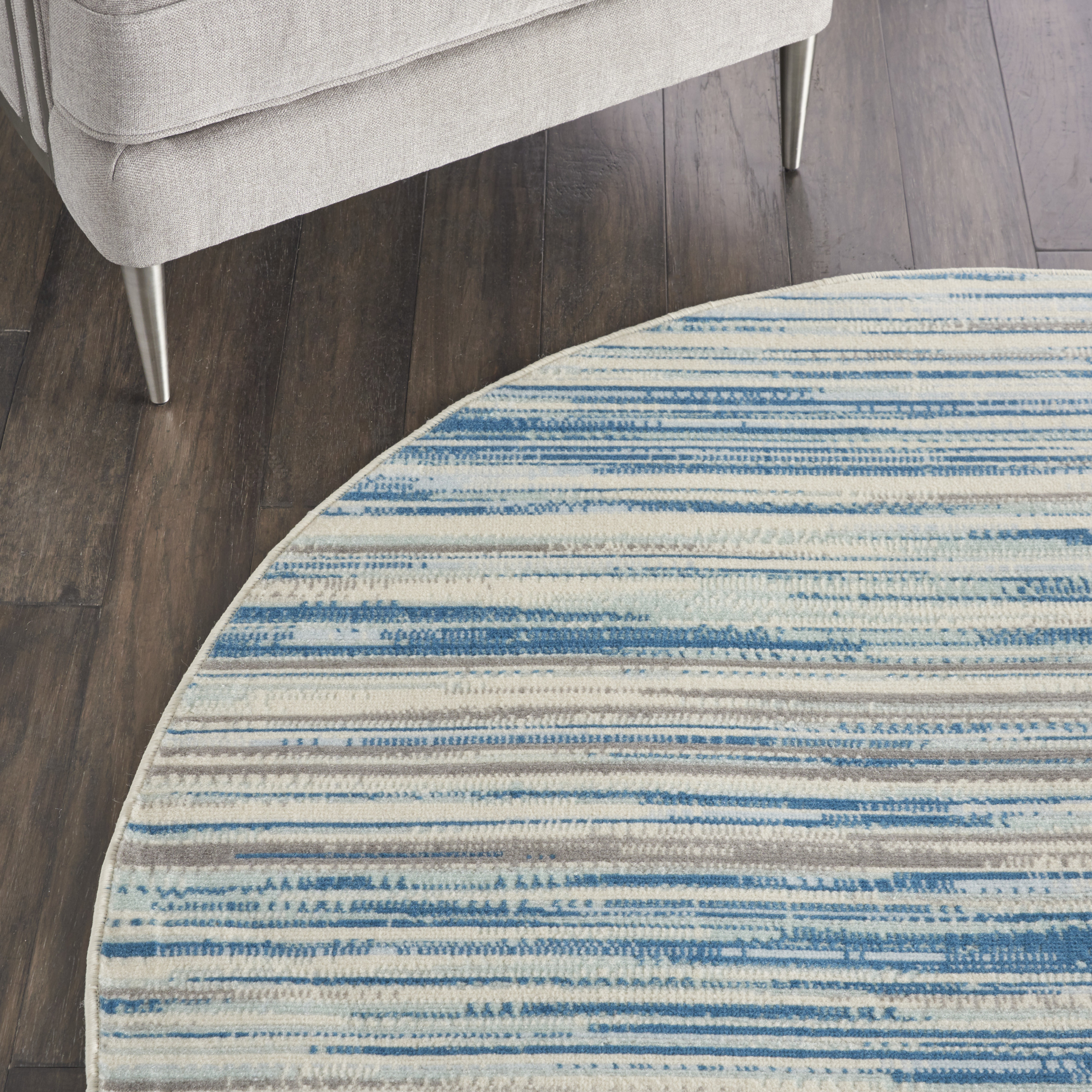 Nourison Jubilant 5'3" x Round Blue Modern Indoor Rug