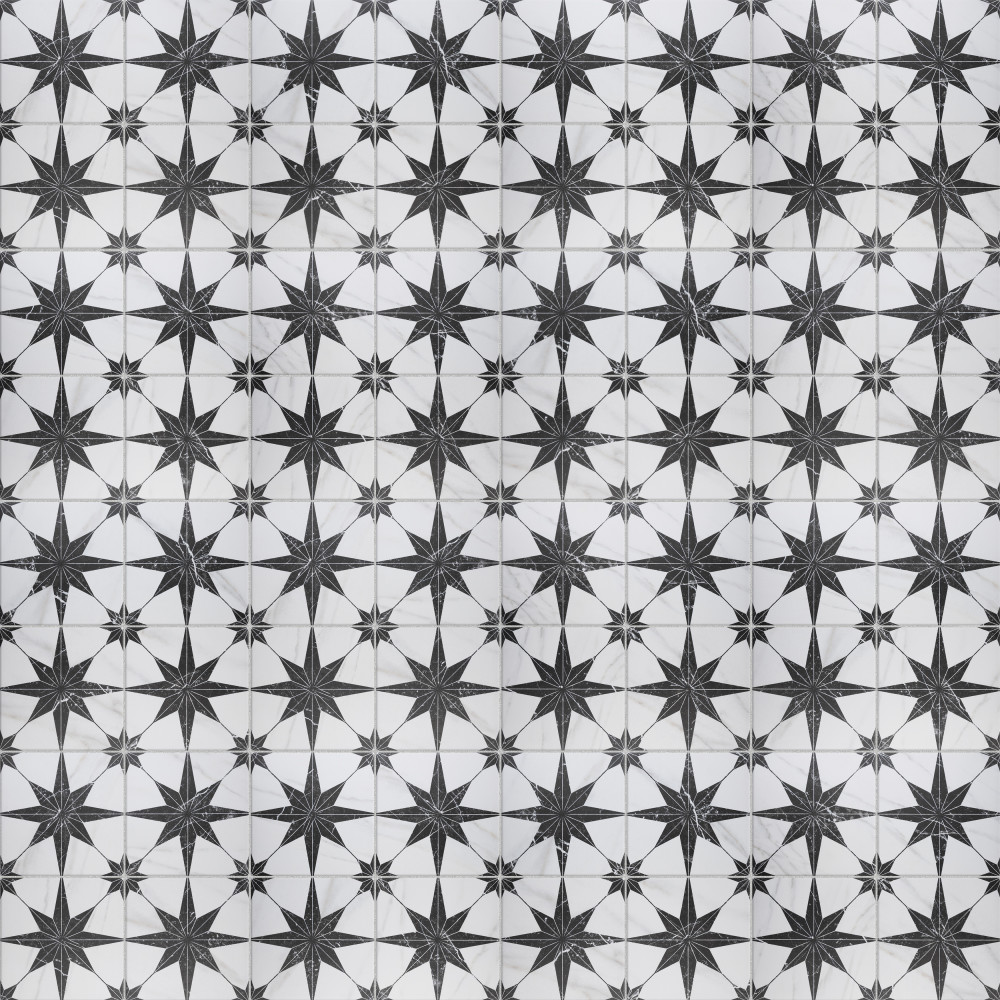 Merzoni Star Marquina 17-7/8 in. x 17-7/8 in. Porcelain Floor and Wall Tile