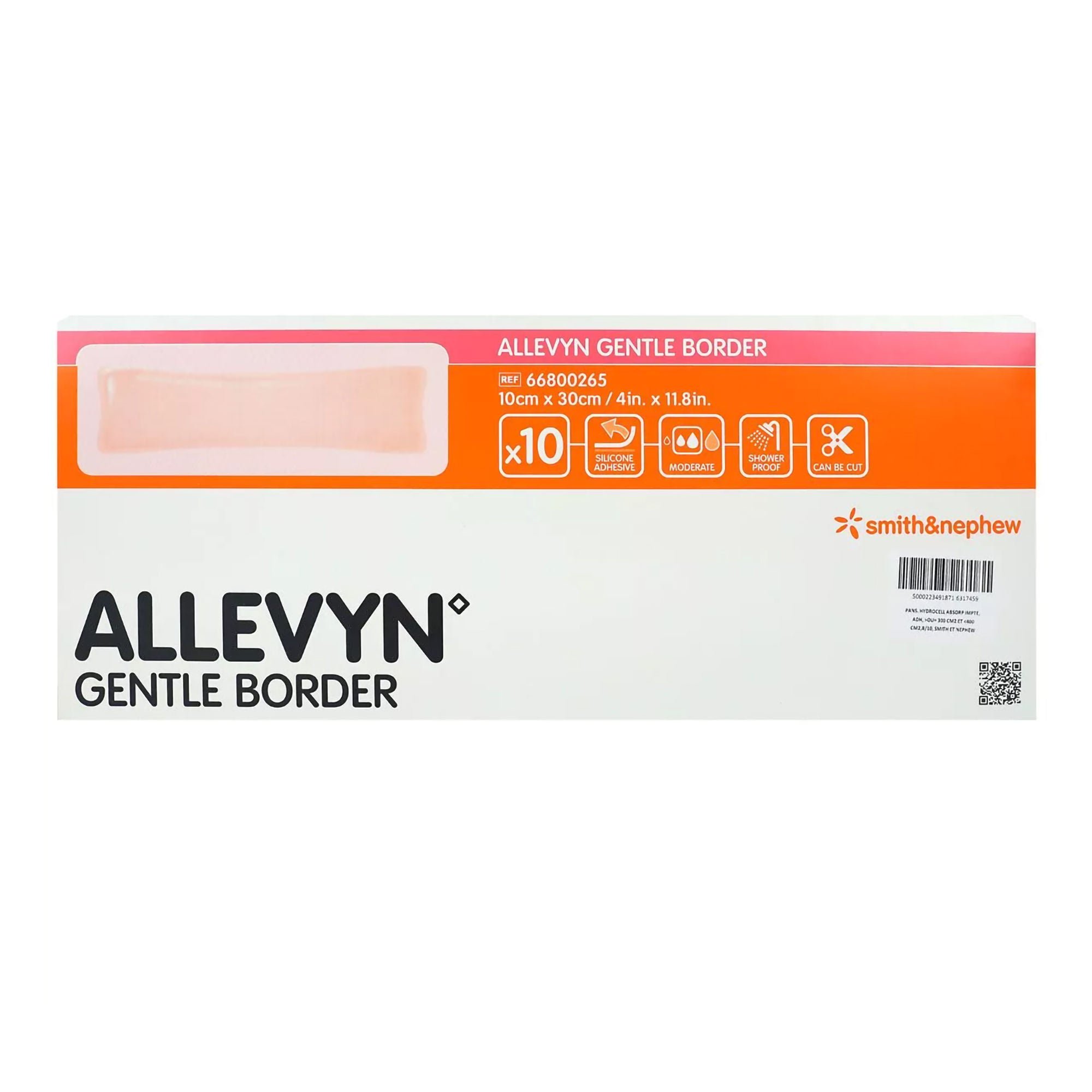 Smith & Nephew DRESSING, HYDROCELLULAR GENTLEBORDER FM 10CMX30CM (10/BX 6B