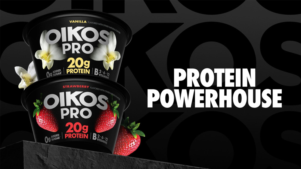 thumbnail video image 2 of Oikos Pro 20g Protein, Strawberry Yogurt-Cultured Dairy Product, 5.3 oz, 2 of 15