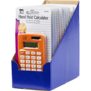 Calculator, Hand Held, 8 Digit, Assorted Colors, Pack of 12, Carded