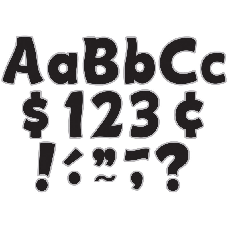 Black & Silver Funtastic Font 4" Letters Combo Pack, 208 pieces.