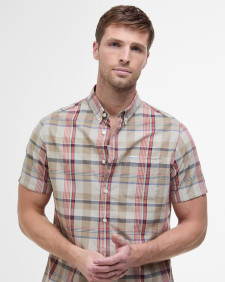 Hillway Madras Regular Short-Sleeved Shirt Washed Stone