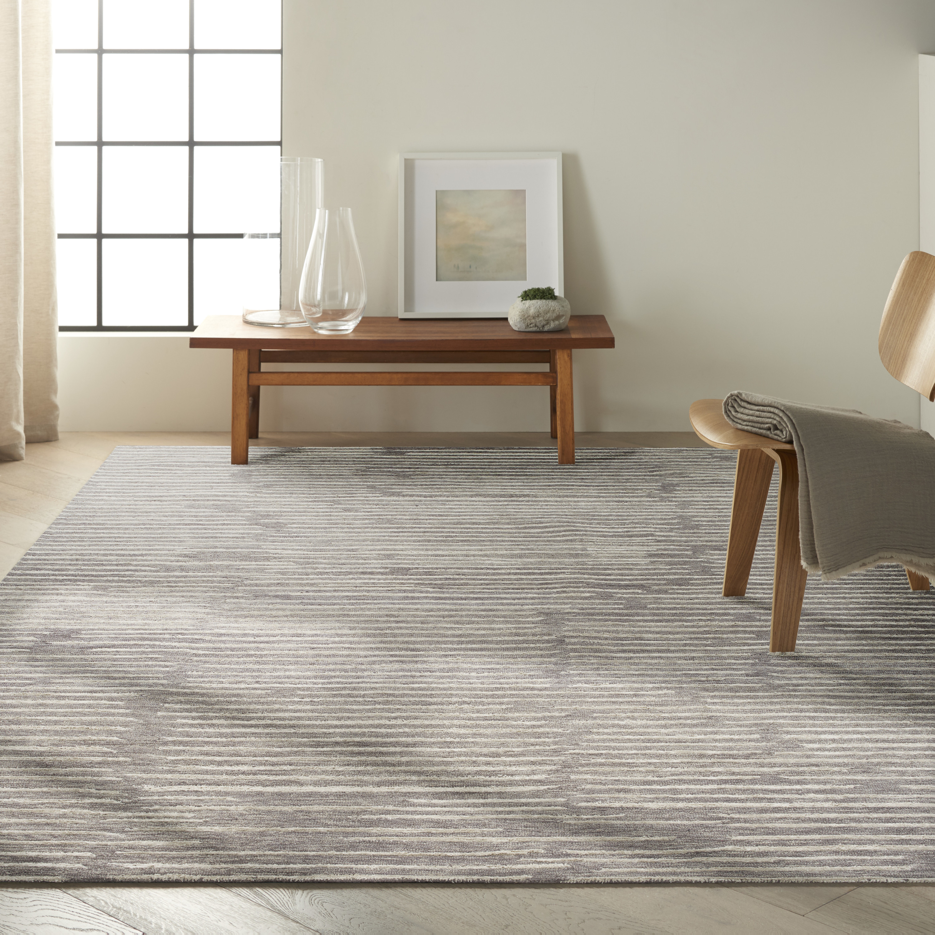 Calvin Klein CK010 Linear 9'9" x 13'9" Grey Modern Indoor Rug