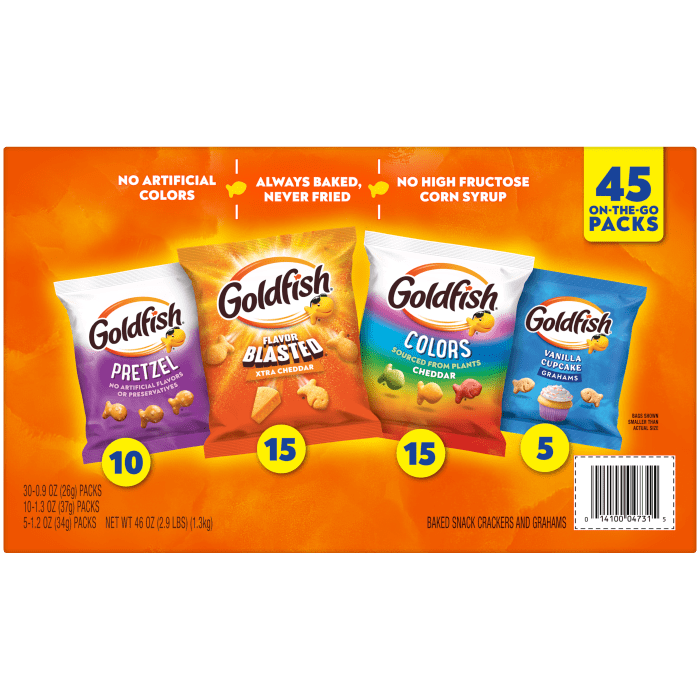 Goldfish® Sweet & Savory Crackers Variety, 45 count box, 46 oz, bag - Back Image
