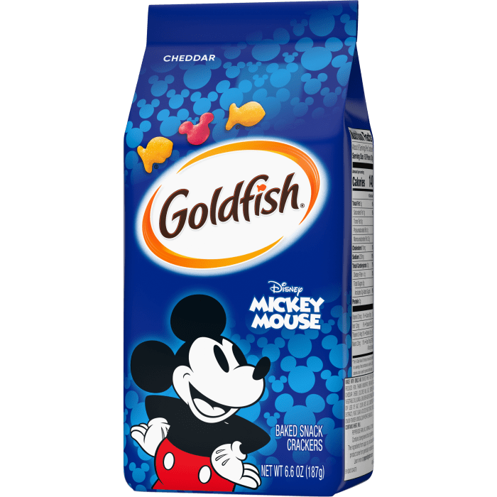 Goldfish® Disney Mickey Mouse Cheddar Crackers, 6.6 oz, bag - Right Angle Image