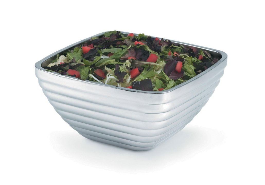 8.2-quart square beehive double-wall stainless steel serving bowl