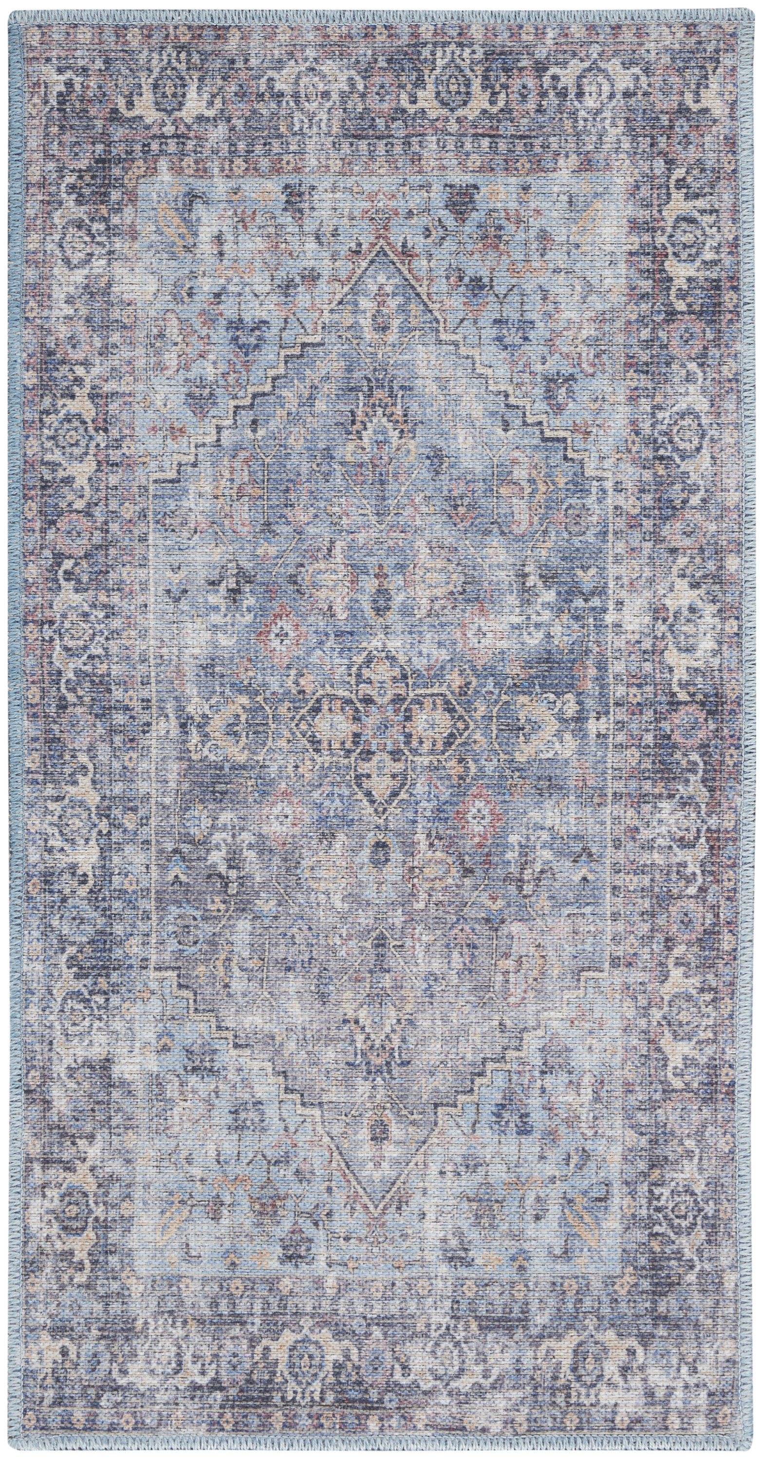 Nourison New Concept Washables 2' x 3'9" Light Grey Blue Vintage Indoor Rug