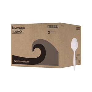 Boardwalk, Mediumweight Polypropylene Cutlery, Spoon, 5.31", Plastic, White